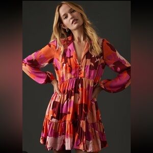 NWOT Maeve by anthropologie tiered long sleeve horse dress size large